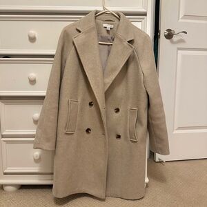 Topshop London tan wool double breasted peacoat
